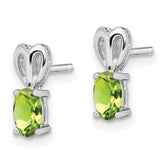 925 Sterling Silver Rhodium-Plated Peridot Earrings Polished Oval Gemstone Design